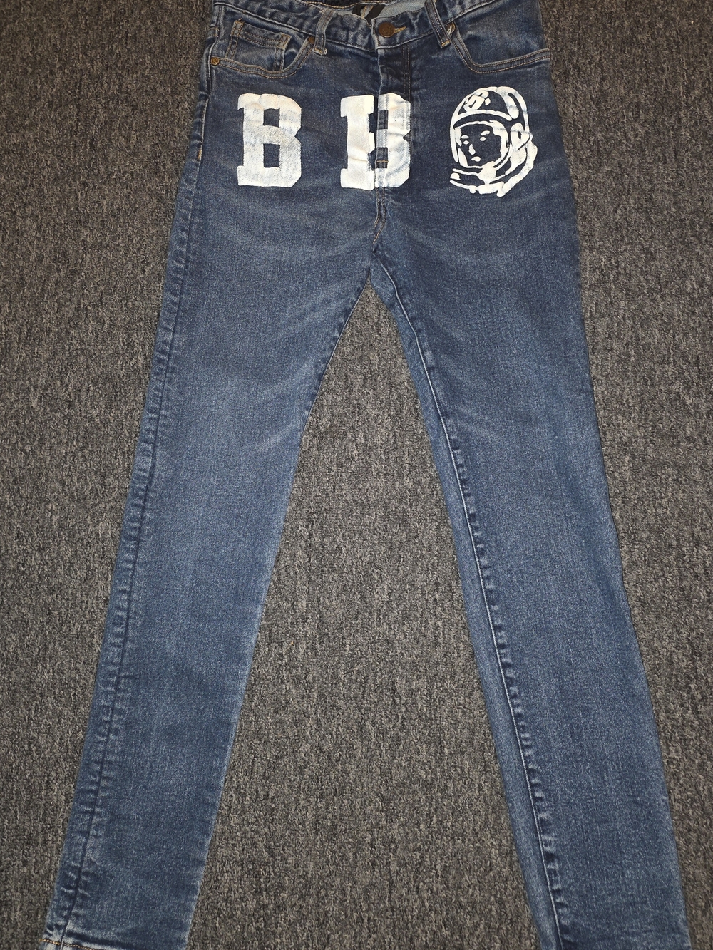Billionaire Boys Club Blue Skinny Jeans with White Graphic